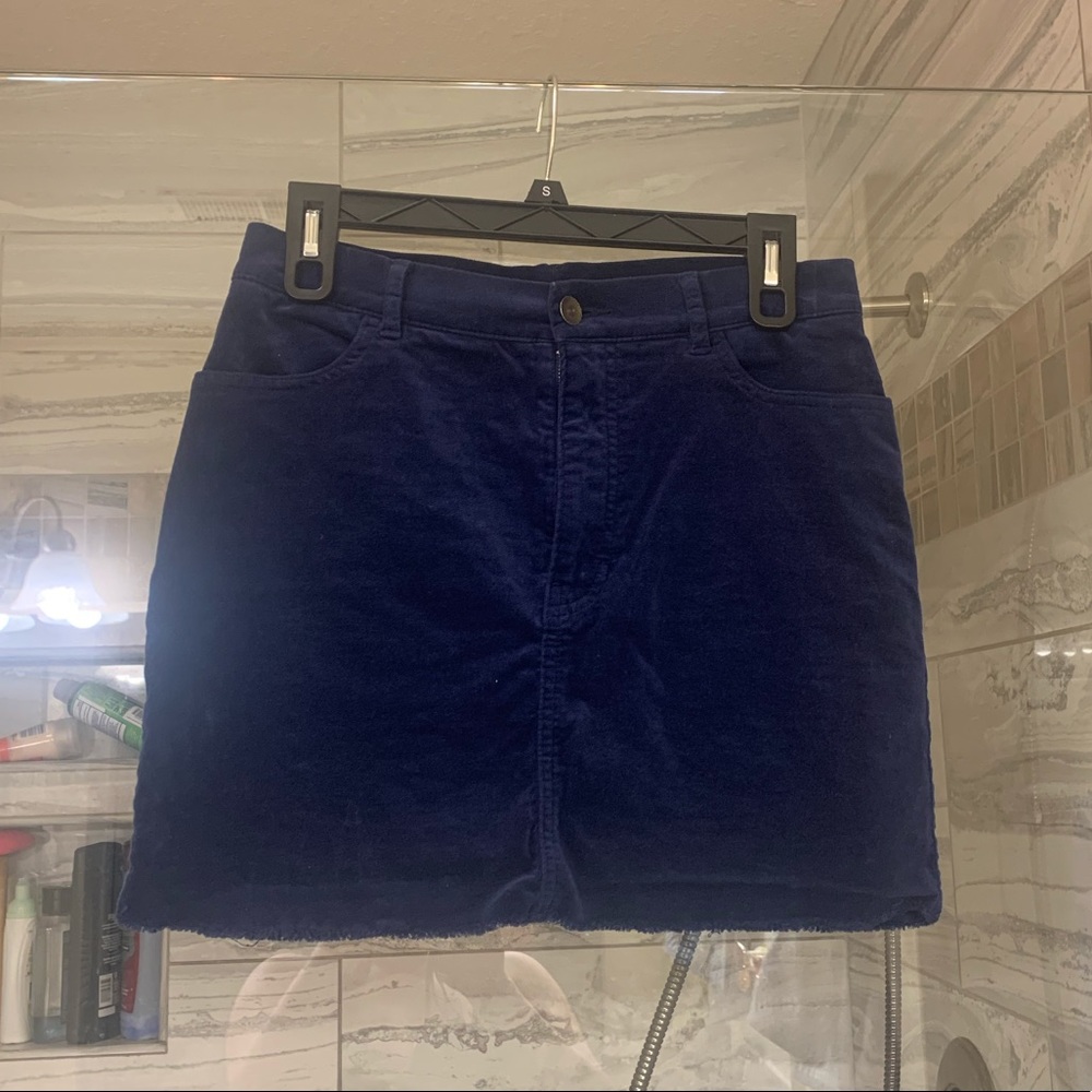 Navy blue velvet skirt